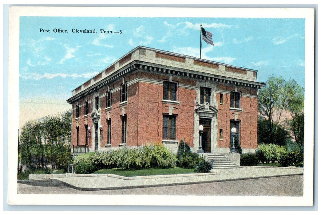 c1920's Post Office Exterior Roadside Cleveland Tennessee TN Unposted Postcard
