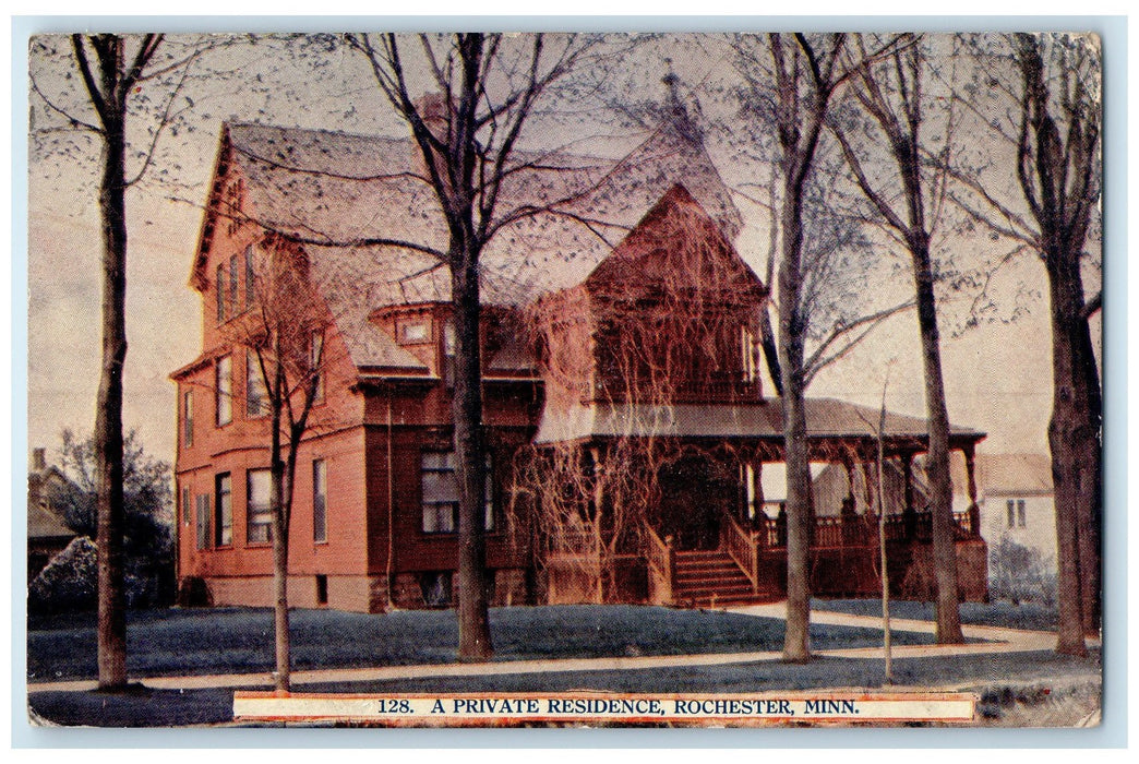 1911 A Private Residence Exterior Roadside Rochester Minnesota MN Trees Postcard