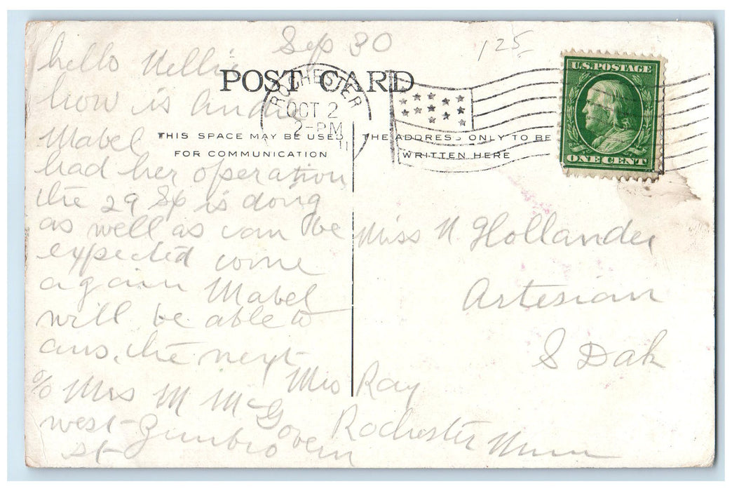 1911 A Private Residence Exterior Roadside Rochester Minnesota MN Trees Postcard
