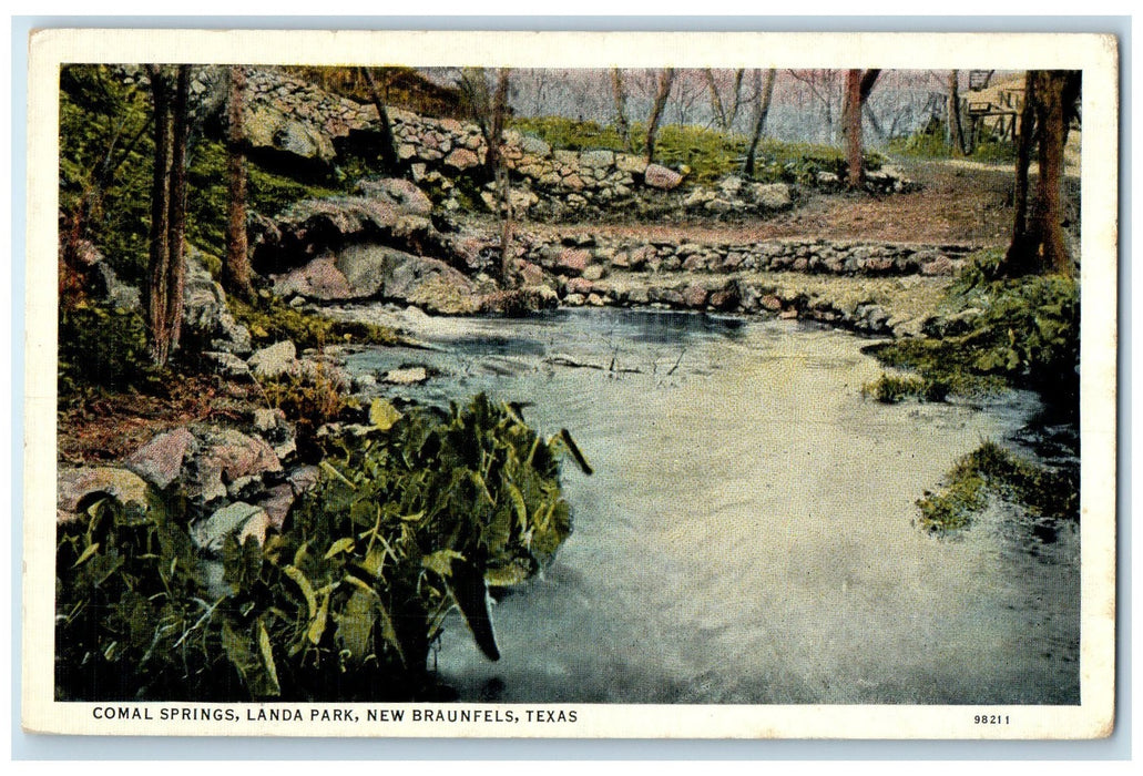 c1950's Comal Springs Landa Park River Creek View New Braunfels Texas Postcard