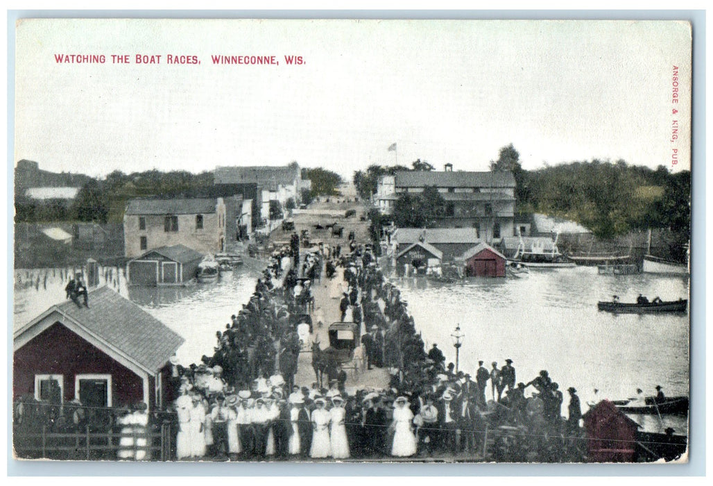 c1910's Watching The Boat Races Scene Winneconne Wisconsin WI Unposted Postcard