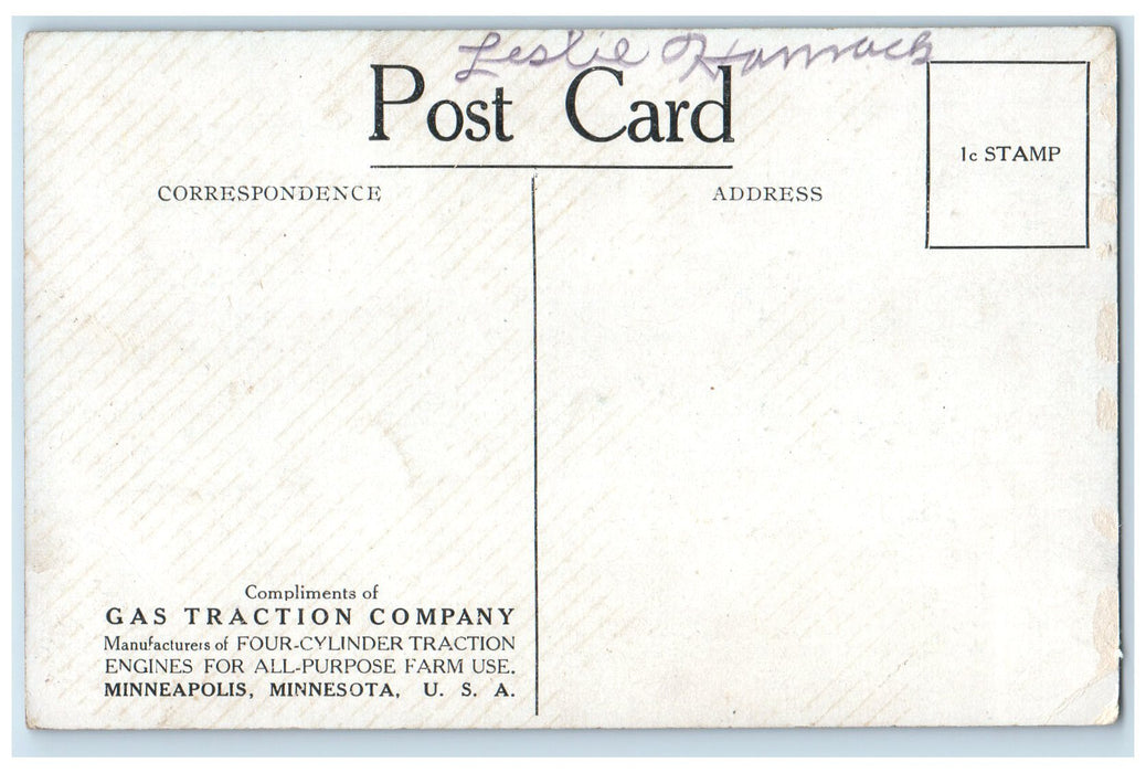 c1910 J.W. Gray Harvesting The Big Four 30 Machinery Campbell Minnesota Postcard