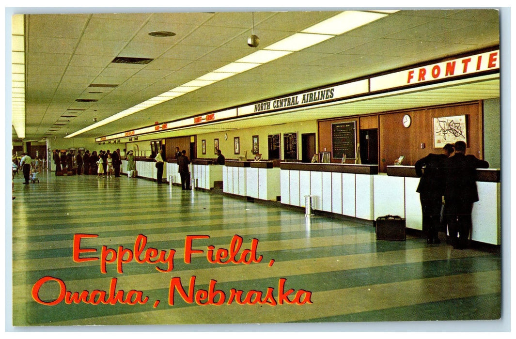 c1950's Eppley Field Passenger Terminal Airport Interior Omaha Nebraska Postcard