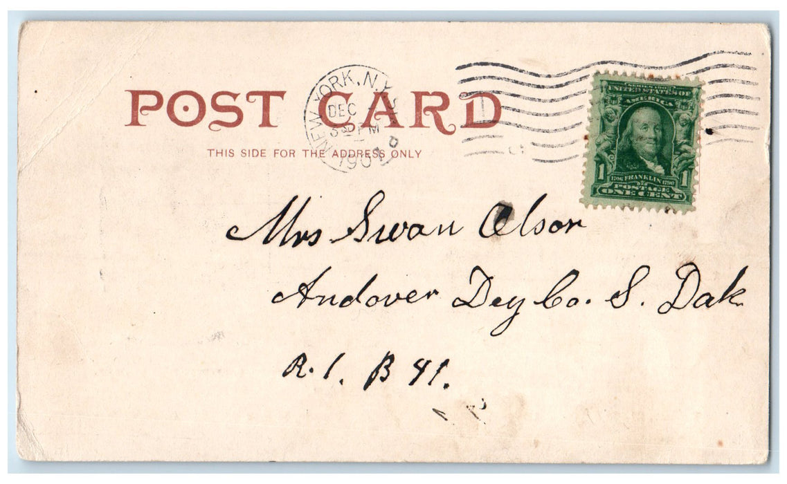 1907 S.S. Cedric Geo. Ship Boat Schwacke 200 West 144th St. New York Postcard
