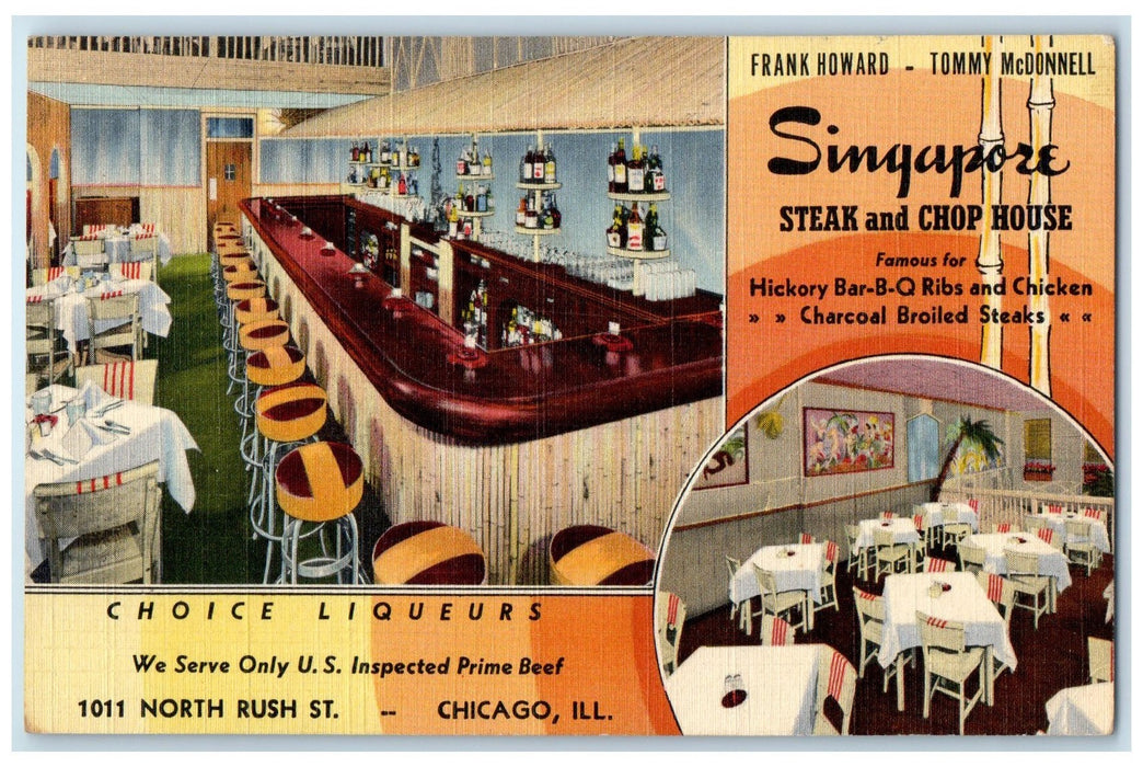 c1940's Singapore Steak & Chop House Restaurant Chicago Illinois IL Postcard
