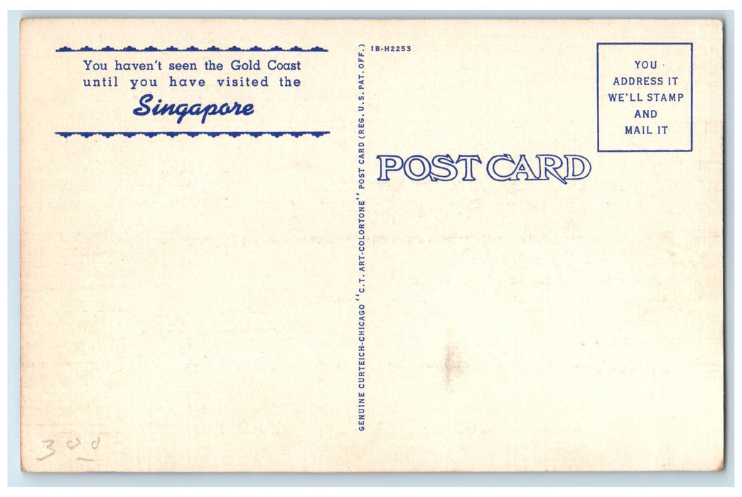 c1940's Singapore Steak & Chop House Restaurant Chicago Illinois IL Postcard