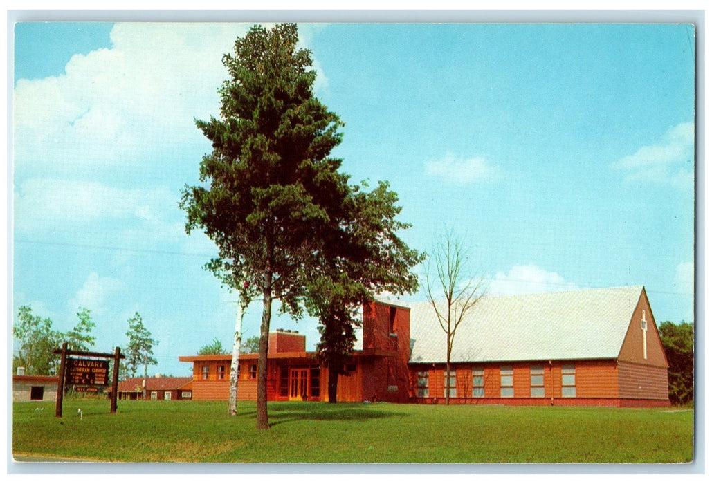 c1960s Calvary Lutheran Church Midway Between Minocqua Woodruff WI Tree Postcard