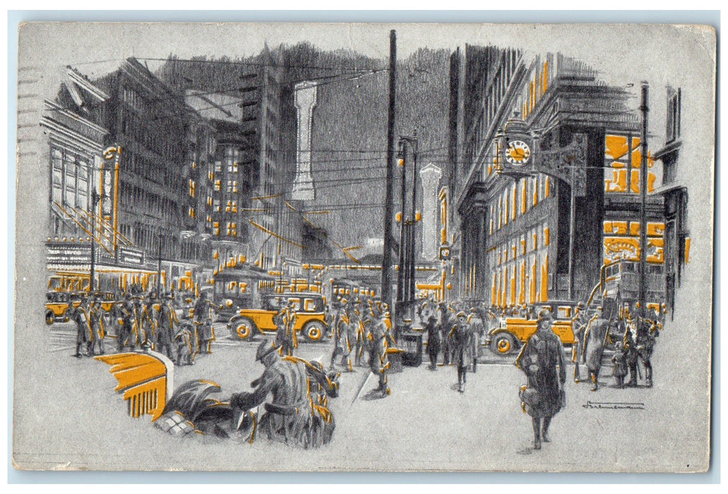 1926 State Street Chicago Retail Center Crowd Cars Chicago Illinois IL Postcard