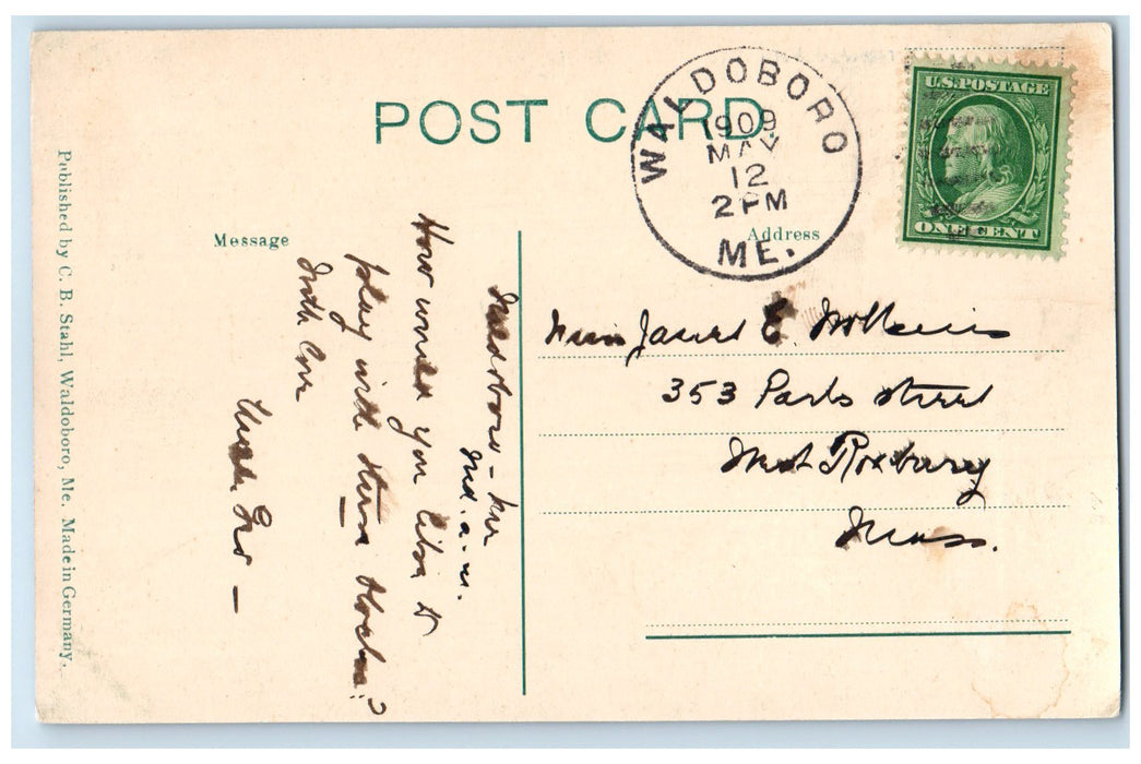 1909 Quarry Granite Mining Miners Channeling Machine Waldoboro Maine ME Postcard