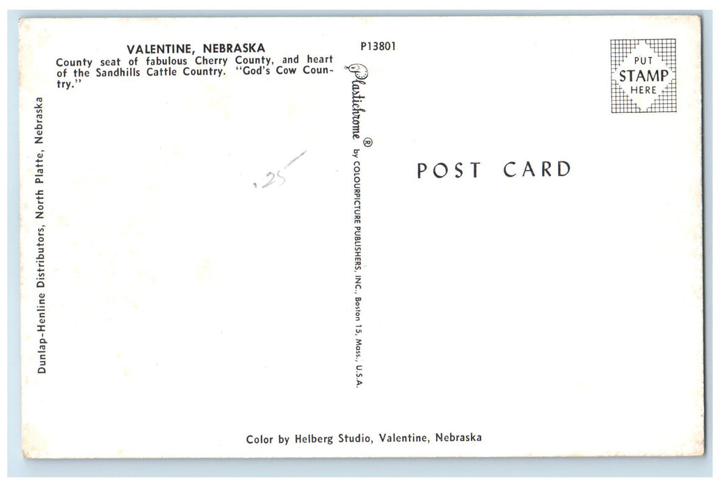 c1960's County Seat Of Fabulous Cherry County Valentine Nebraska NE Postcard