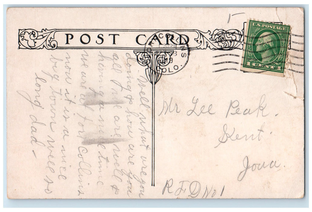 1919 Federal Building Entrance Lamp Steps Roadside Greeley Colorado CO Postcard