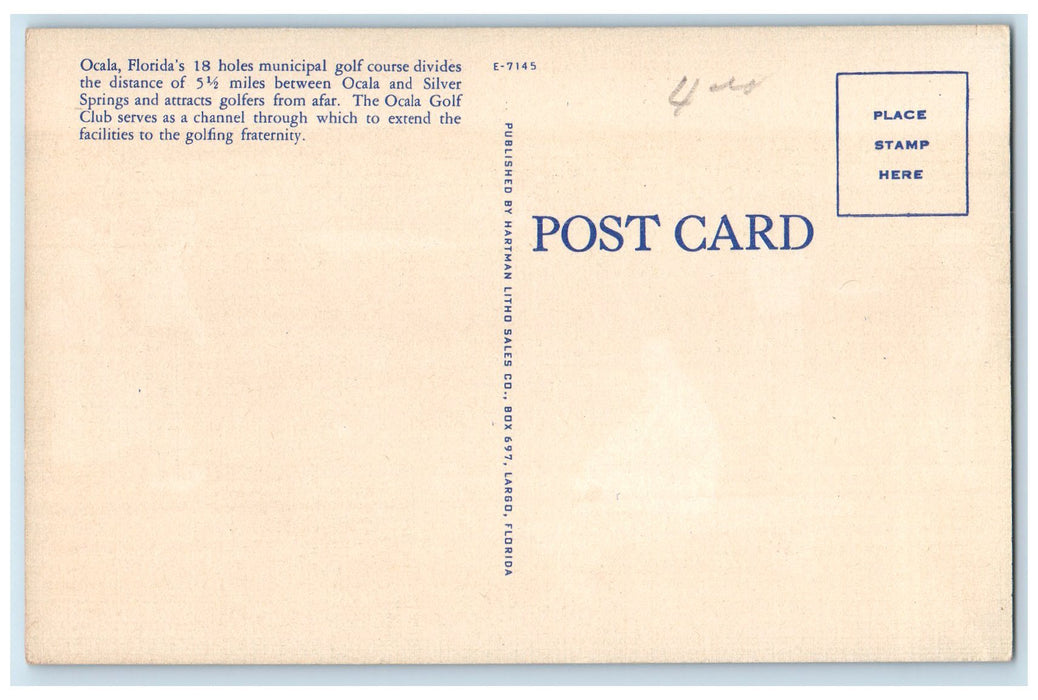 c1940's Municipal Golf Course Golfing Scene Ocala Florida FL Unposted Postcard
