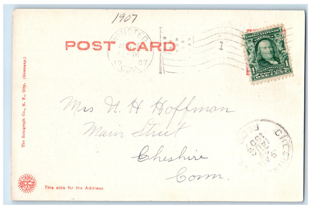 1907 Highland Lake Hotel & Restaurant Building Winsted Connecticut CT Postcard