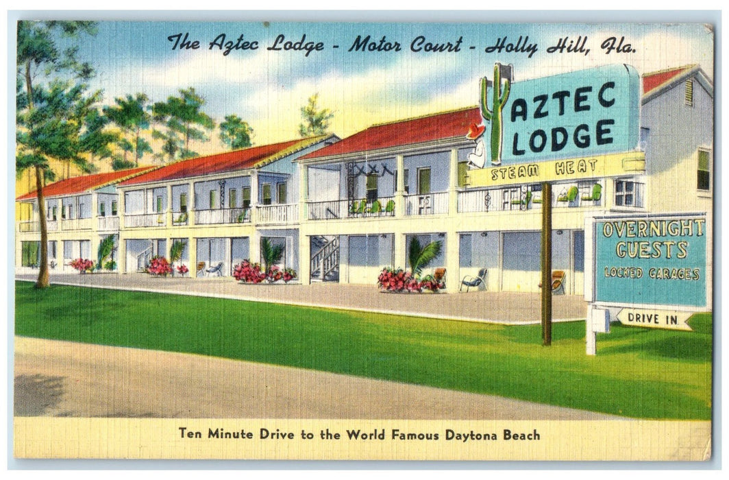 1950 The Agtec Lodge Motor Court Exterior Scene Holly Hill Florida FL Postcard