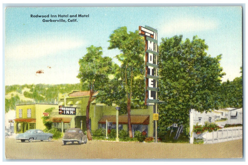 c1940's Redwood Inn Hotel And Motel Exterior Garberville California CA Postcard