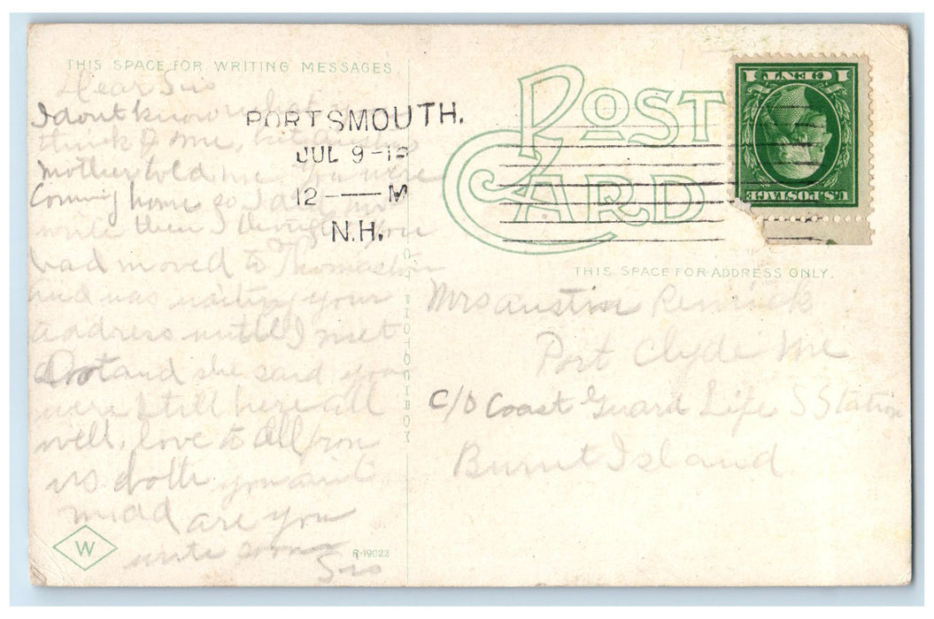 c1910's Custom House & Post Office Building Portsmouth New Hampshire NH Postcard