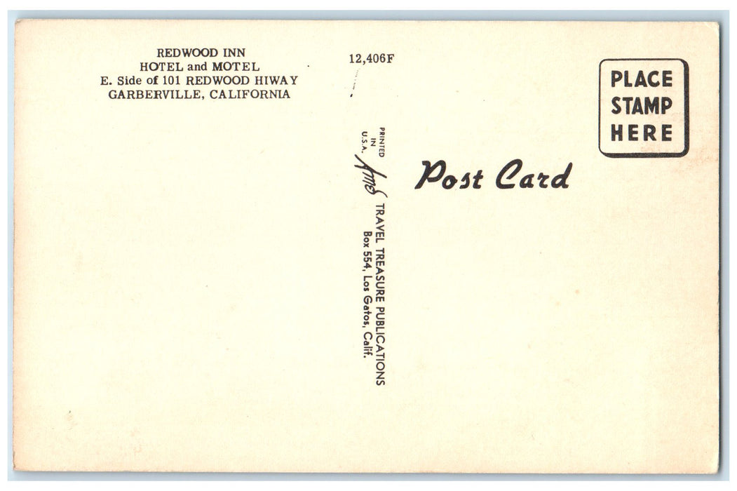 c1940's Redwood Inn Hotel And Motel Exterior Garberville California CA Postcard