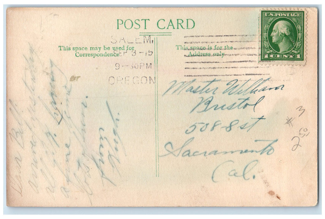 c1910's Post Office Building Entrance Lady On Stairs Salem Oregon OR Postcard