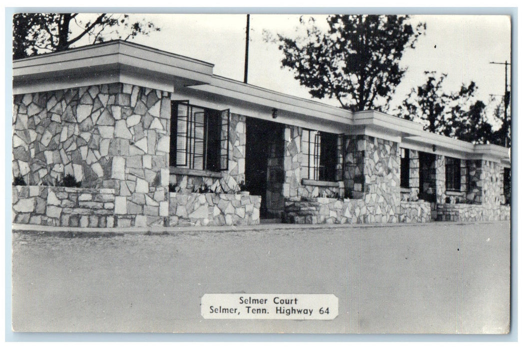 1962 Selmer Court Exterior Roadside Selmer Tennessee TN Posted Trees Postcard