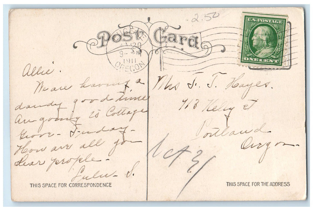 1911 Southern Pacific Depot Building Passengers Wagon Eugene Oregon OR Postcard