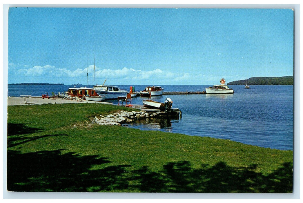 c1960's Scenic View Of Boats And Sea Fish Creek Wisconsin WI Unposted Postcard