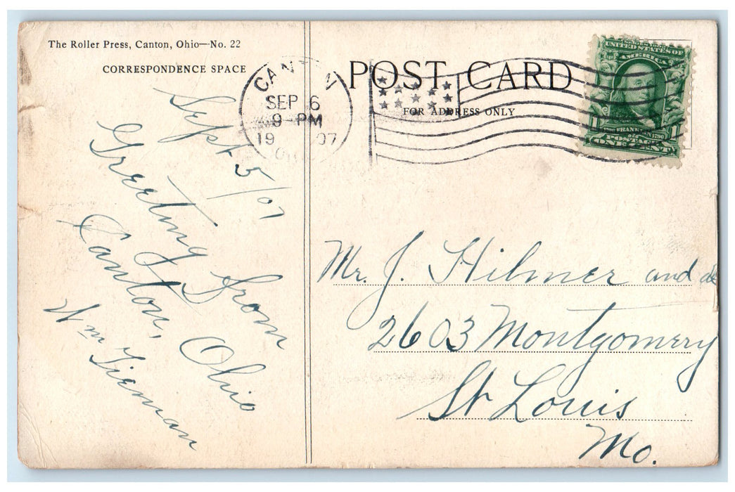 1907 National Association Of Letter Carriers Marchers View Canton Ohio Postcard