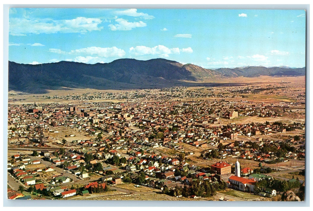 c1960's Aerial View From The School Of Mines Butte Montana MT Unposted Postcard