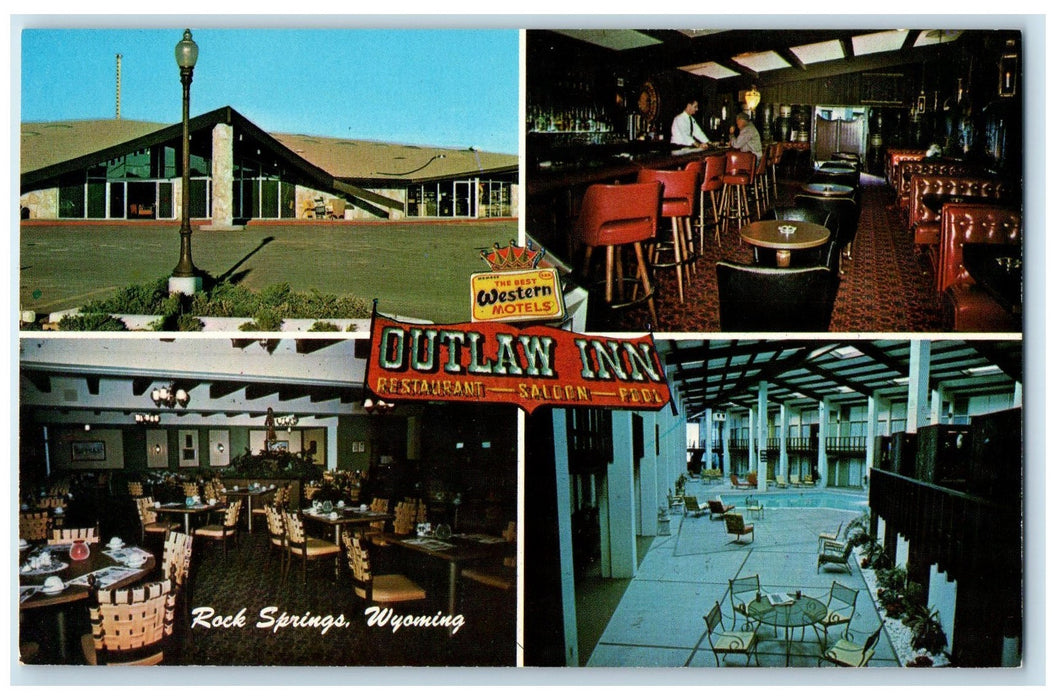 c1960's Outlaw Inn Restaurant Interior Rock Springs Wyoming WY Unposted Postcard