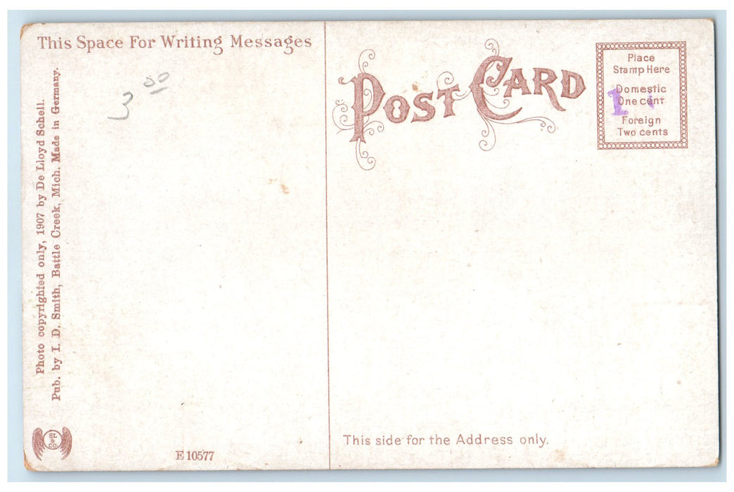 c1910's US Post Office Building Railway Dirt Road Battle Creek Michigan Postcard