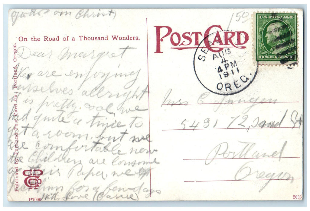 1911 Cow Creek Canon On The Road Of Thousand Wonders Portland Oregon OR Postcard