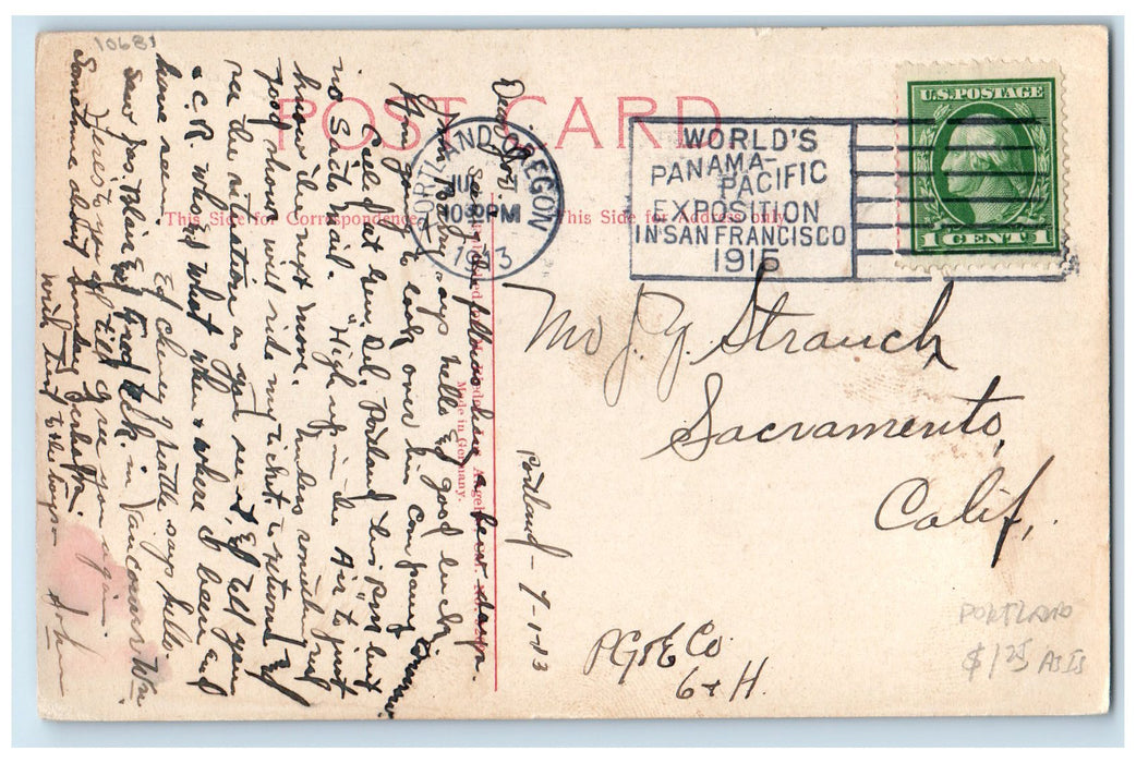 1913 King Street From Washington Street Residence Portland Oregon OR Postcard