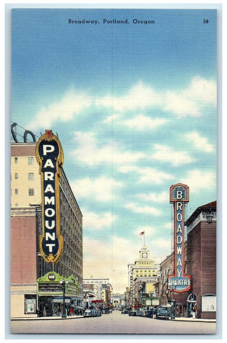 c1910's Broadway From Main Street Buildings Portland Oregon OR Unposted Postcard