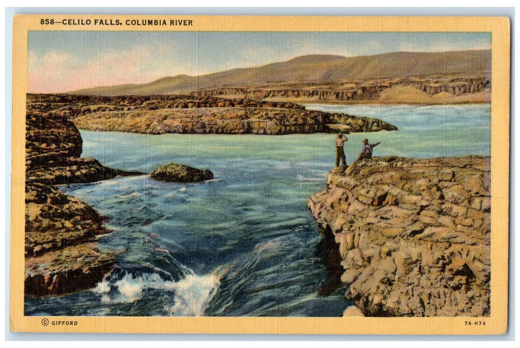 c1940's Celilo Falls Columbia River Scene Portland Oregon OR Unposted Postcard