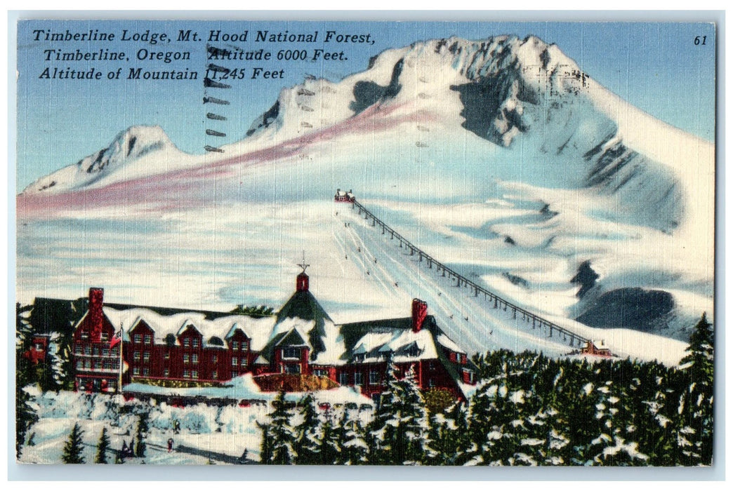 1957 Timberland Lodge Mount Hood National Forest Portland Oregon OR Postcard