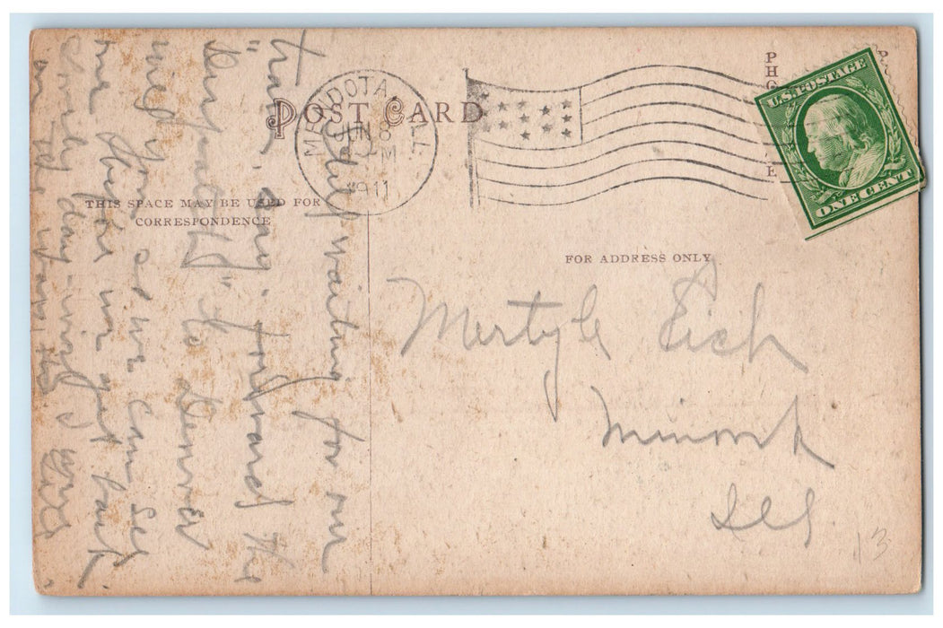 1911 Henning Brewing County Exterior Roadside Mendota Illinois IL Trees Postcard