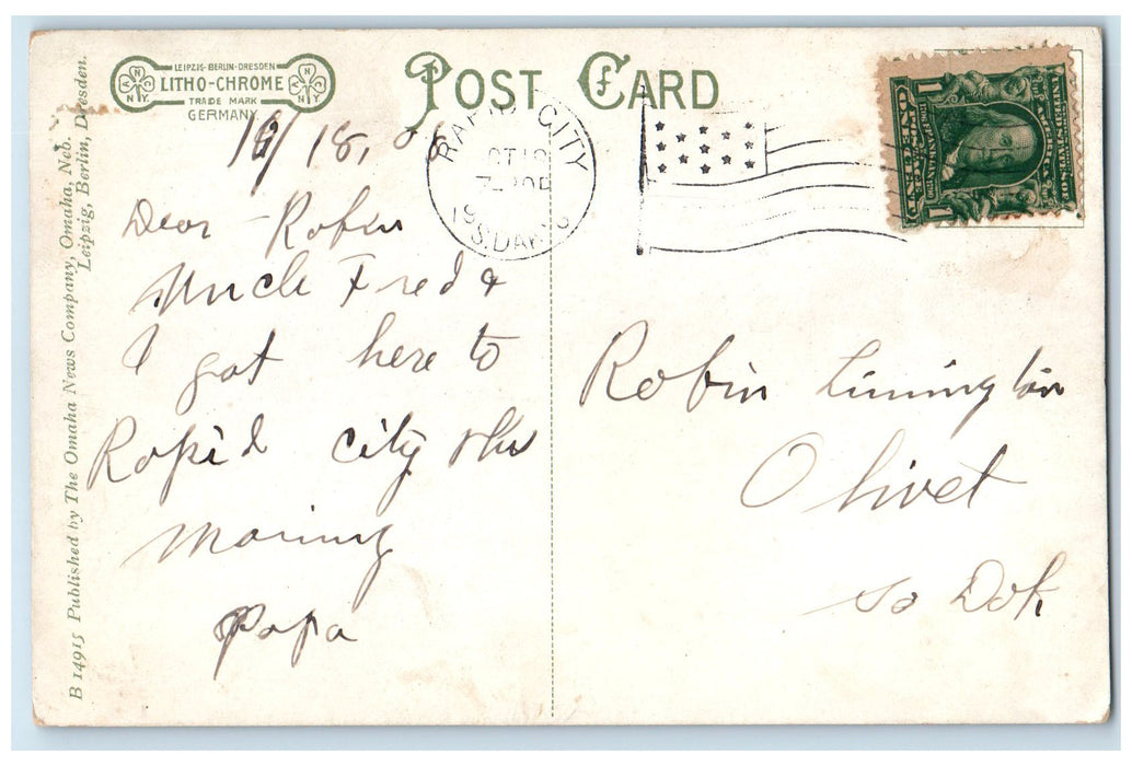 1913 Ellison Hoist Residences House Scene Lead North Dakota SD Posted Postcard