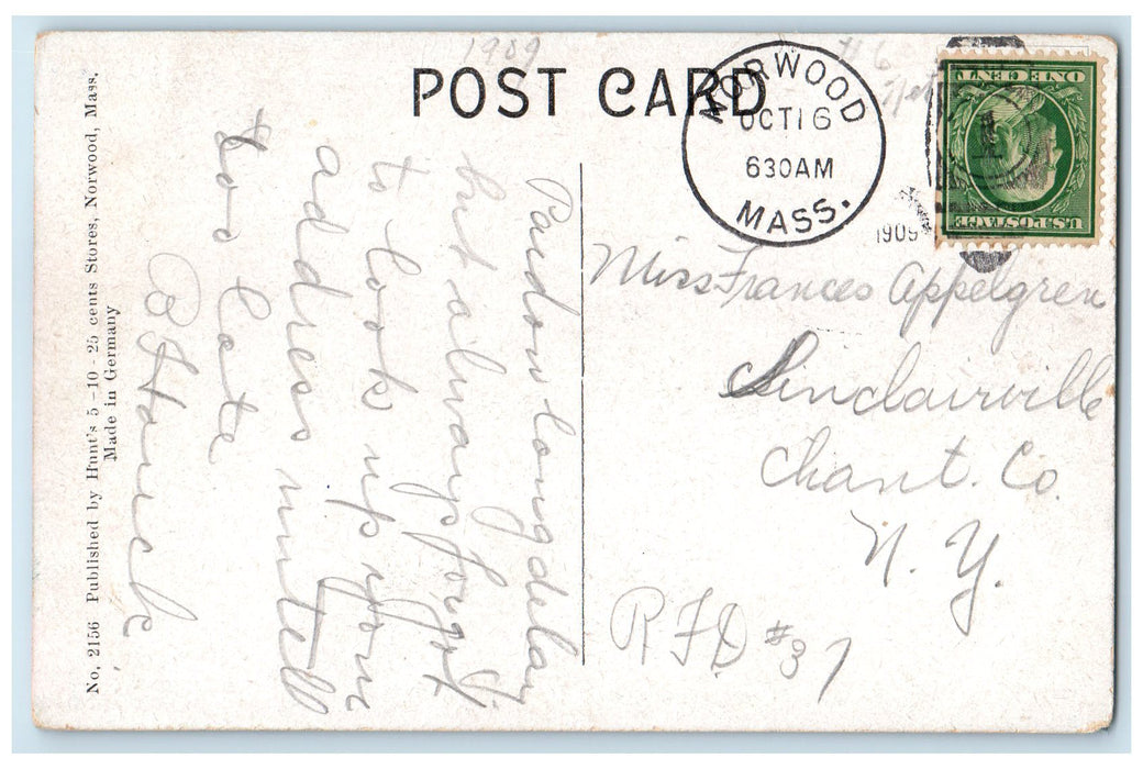 1909 Fire Station Exterior Roadside Norwood Massachusetts MA Posted Postcard