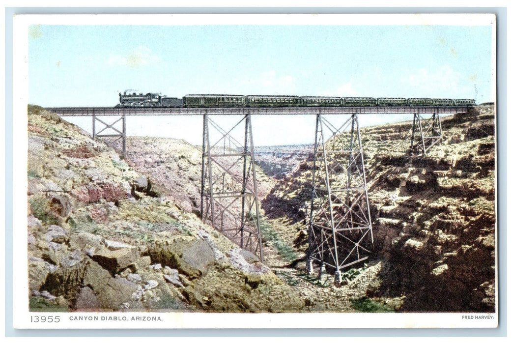 c1920s Train Locomotor On Bridge View Canyon Diablo Arizona AZ Unposted Postcard