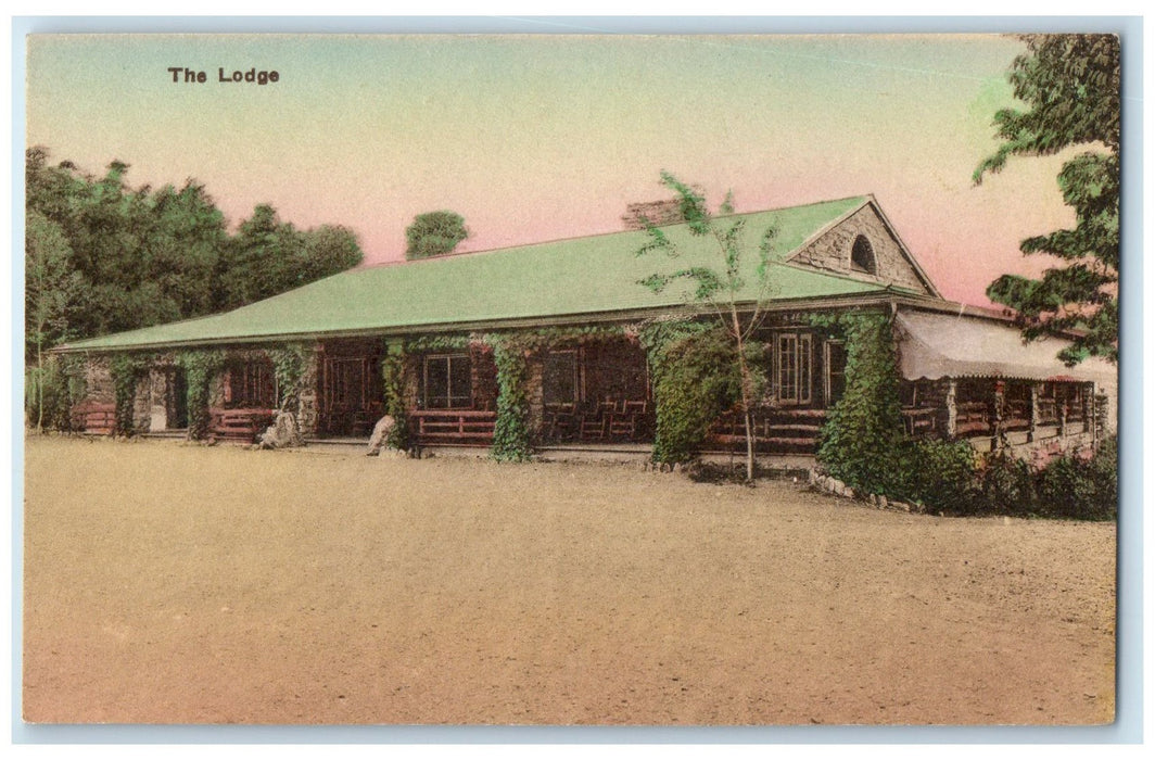 c1940's The Lodge Exterior Endless Caverns New Market Virginia VA Trees Postcard