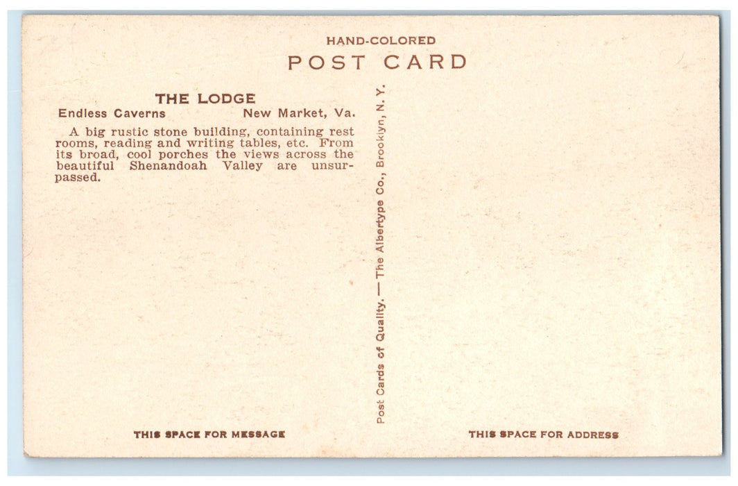 c1940's The Lodge Exterior Endless Caverns New Market Virginia VA Trees Postcard