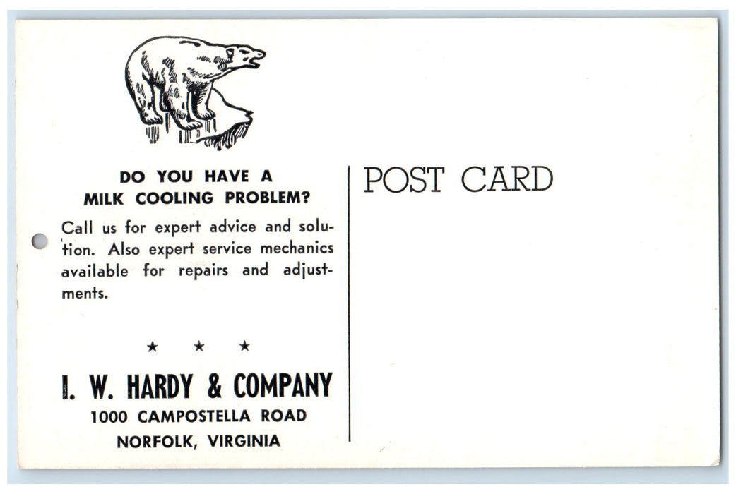 c1960s I. W. Hardy & Company Dairy & Equipment Norfolk Virginia VA Zoo Postcard