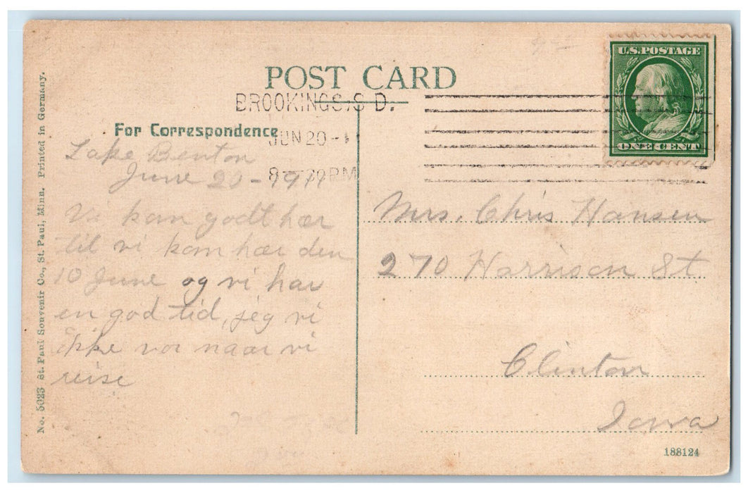 1910 Residences House Scene At Lake Benton Minnesota MN Brooking SD Postcard