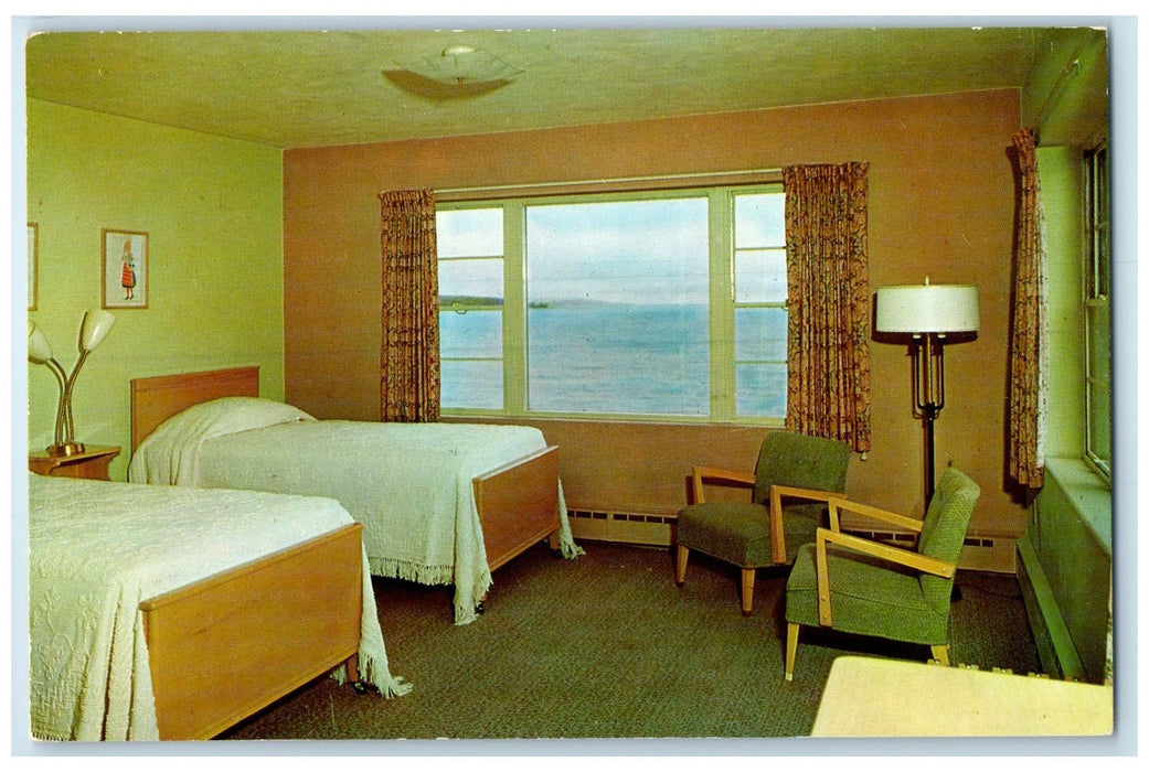 c1960's Shoreline Motor Lodge Bed Room Scene Grand Marais Minnesota MN Postcard