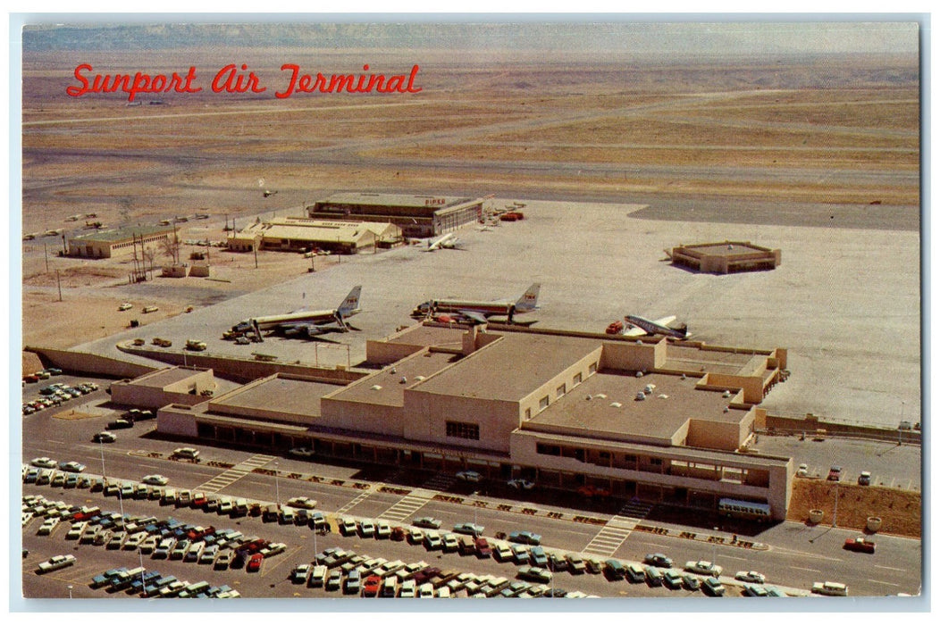 c1960's Aerial View Of Sunport Air Terminal Albuquerque New Mexico NM Postcard