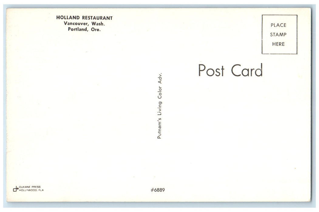 c1960's Holland Restaurant Exterior Vancouver WA Portland Oregon OR Postcard