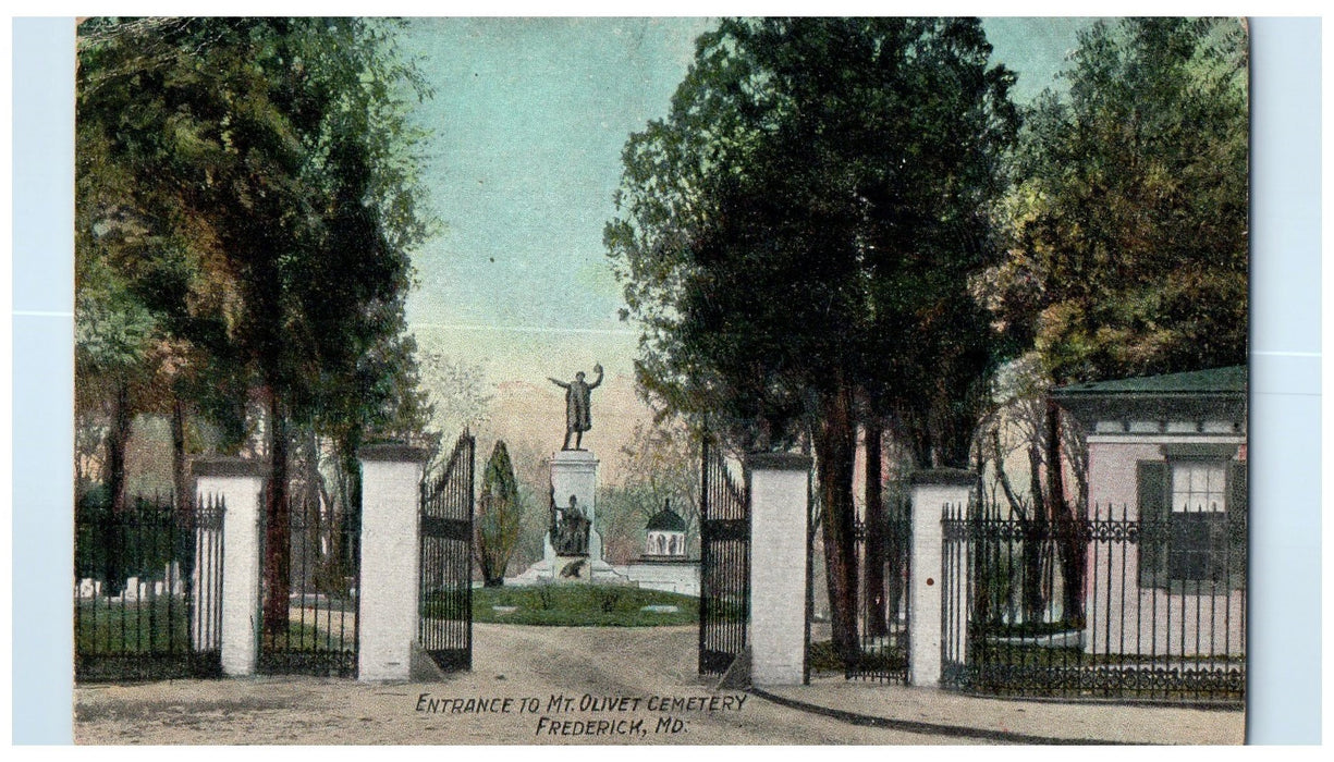 c1910's Entrance To Mt. Olivet Cemetery Frederick Maryland MD Unposted Postcard
