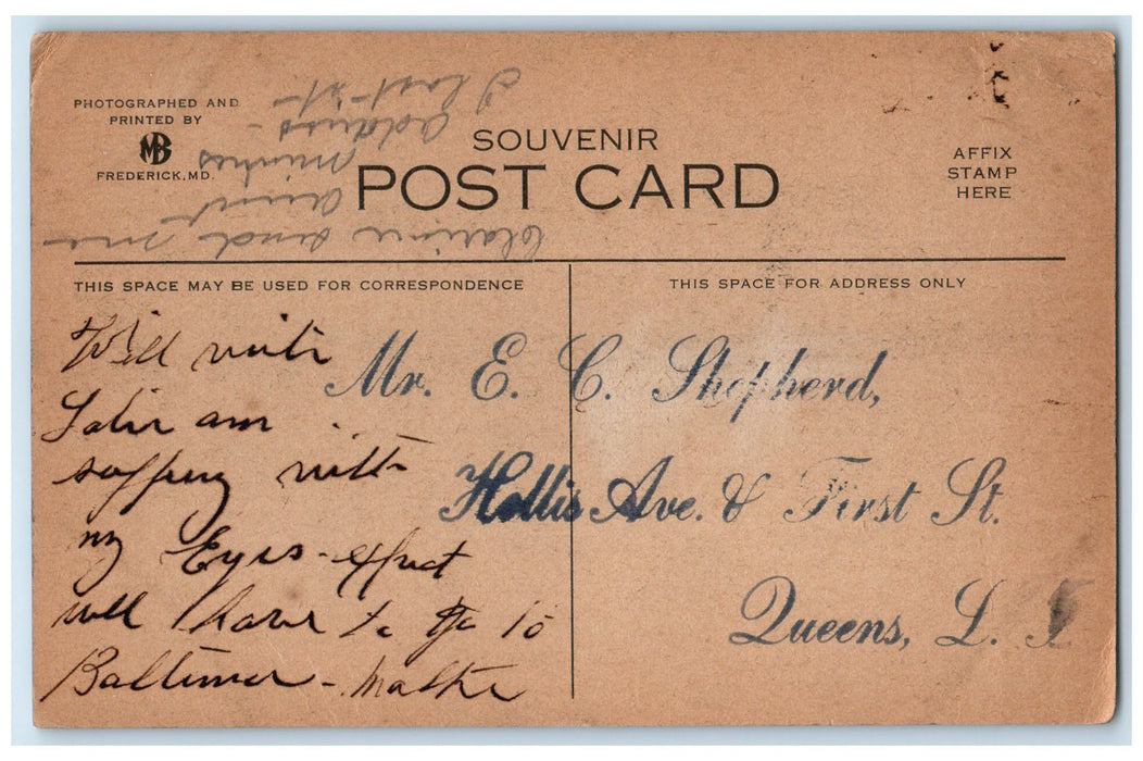 c1910's Entrance To Mt. Olivet Cemetery Frederick Maryland MD Unposted Postcard