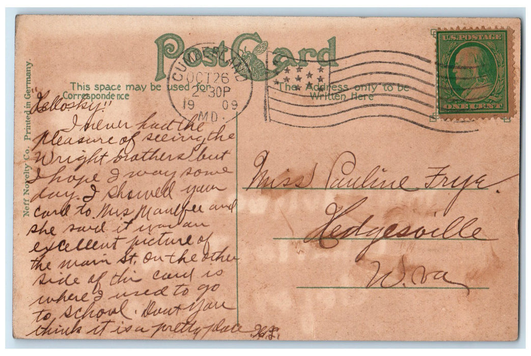 1909 Alleghany County Academy Exterior Cumberland Maryland MD Posted Postcard