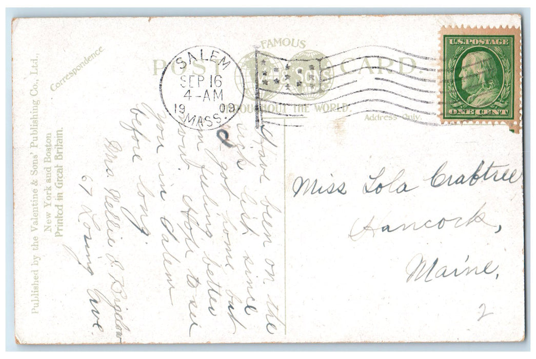 1909 Washington Street Near Depot Showing Tunnel Salem Massachusetts MA Postcard