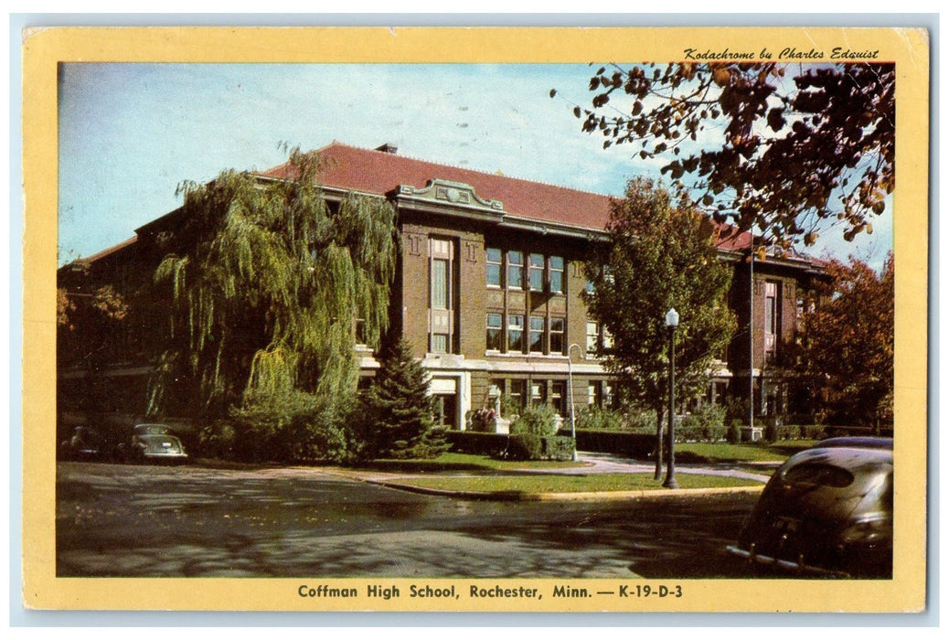 1952 Coffman High School Campus Building Entrance Rochester Minnesota Postcard